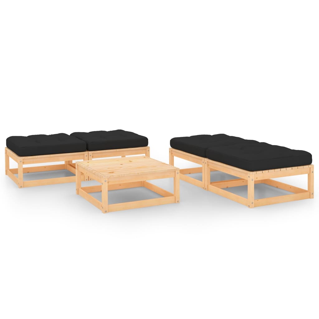 5-tlg. Garten-Lounge-Set mit Kissen Kiefer Massivholz